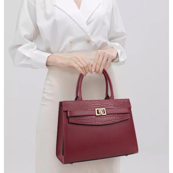 Cowhide Leather Square Bag – Women's Elegant Shoulder & Crossbody Purse - Picture 9 of 10